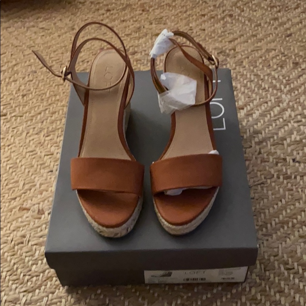 Loft Casual Eapadrille Wedge in Cognac Size 7 NWB